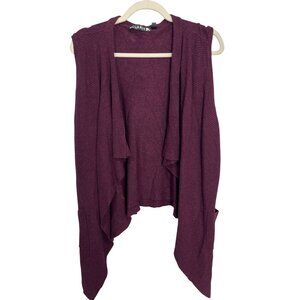 Melanie K Open Front Sleeveless Cardigan Vest Womens XL Burgundy Cozy Knit Warm